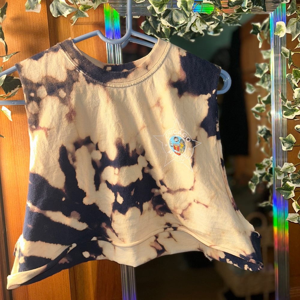 CPD Chicago police dept. tee bleach tie dye shirt unisex retro re worked